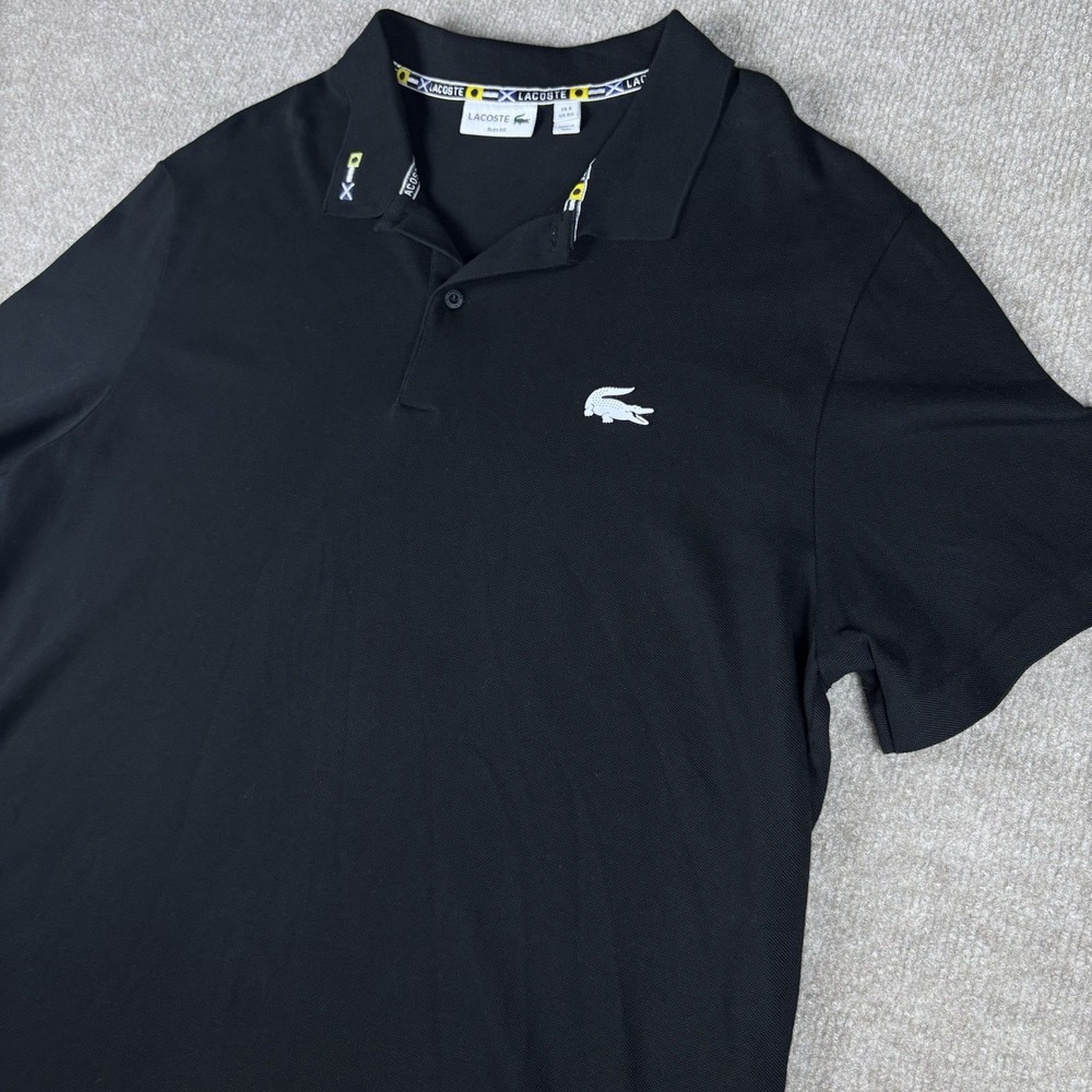 Lacoste Slim Fit Polo Shirt Mens 3XL Black Stretch Cotton Short Sleeve Peru - Picture 9 of 11